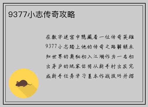 9377小志传奇攻略