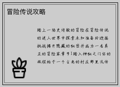 冒险传说攻略